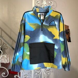 Adidas Blue and Yellow Youth Fleece Pullover